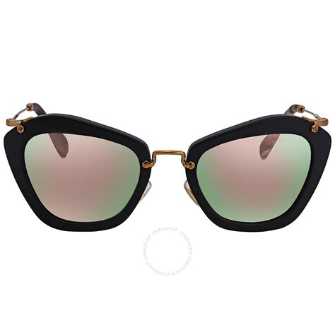 miu miu rose gold mirror sunglasses|Miu Miu Rose Gold Mirror Cat Eye Sunglasses MU 10NS .